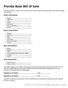 Free Boat Bill of Sale Form for the State of Florida