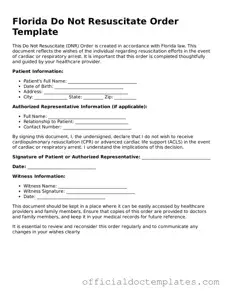 Free Do Not Resuscitate Order Form for the State of Florida
