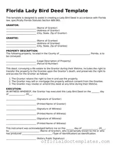 Free Lady Bird Deed Form for the State of Florida