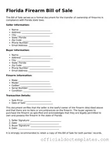 Free Firearm Bill of Sale Form for the State of Florida