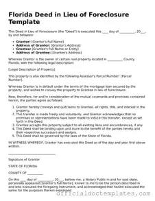 Free Deed in Lieu of Foreclosure Form for the State of Florida