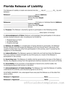 Free Release of Liability Form for the State of Florida