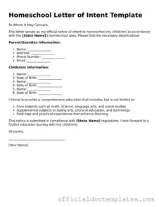 Fillable Homeschool Letter of Intent Template