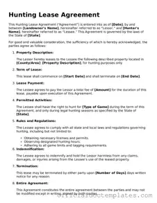 Fillable Hunting Lease Agreement Template