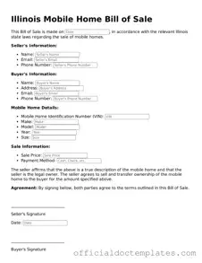 Free Mobile Home Bill of Sale Form for the State of Illinois