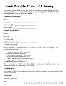 Free Durable Power of Attorney Form for the State of Illinois