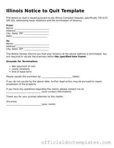 Free Notice to Quit Form for the State of Illinois
