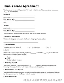 Free Lease Agreement Form for the State of Illinois