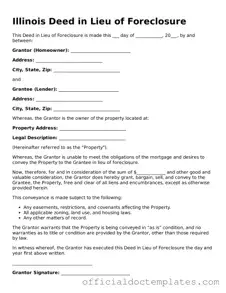 Free Deed in Lieu of Foreclosure Form for the State of Illinois