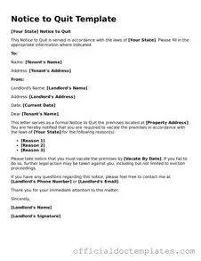 Fillable Notice to Quit Template