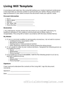 Fillable Living Will Template