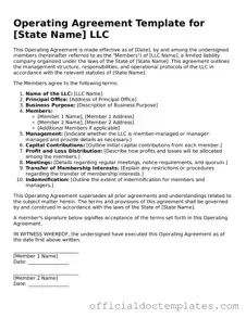 Fillable Operating Agreement Template