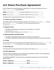 Fillable LLC Share Purchase Agreement Template