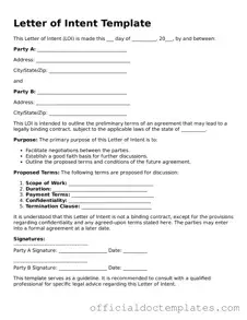 Fillable Letter of Intent Template