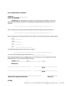 Fill Your Louisiana act of donation Template
