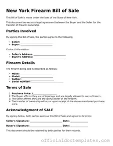 Free Firearm Bill of Sale Form for the State of New York
