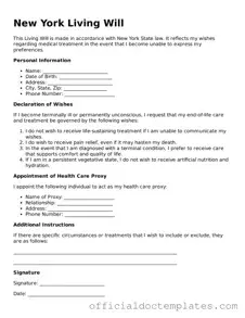 Free Living Will Form for the State of New York