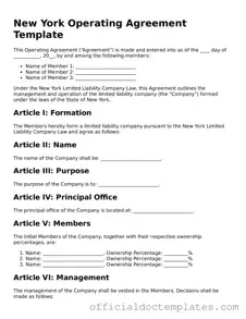 Free Operating Agreement Form for the State of New York