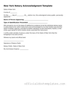 Free Notary Acknowledgement Form for the State of New York