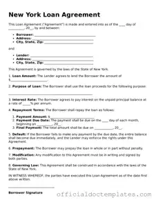 Free Loan Agreement Form for the State of New York