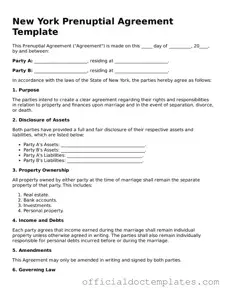 Free Prenuptial Agreement Form for the State of New York