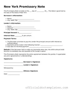Free Promissory Note Form for the State of New York
