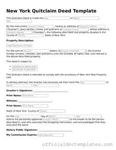 Free Quitclaim Deed Form for the State of New York
