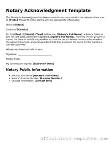 Fillable Notary Acknowledgement Template