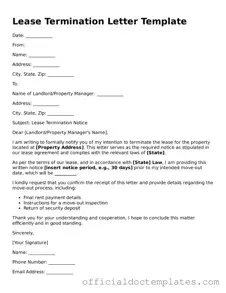 Fillable Lease Termination Letter Template