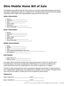 Free Mobile Home Bill of Sale Form for the State of Ohio