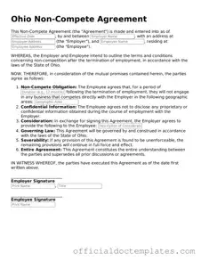Free Non-compete Agreement Form for the State of Ohio
