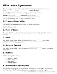 Free Lease Agreement Form for the State of Ohio