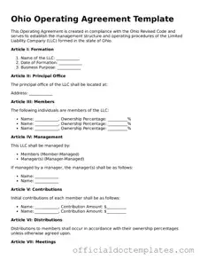 Free Operating Agreement Form for the State of Ohio