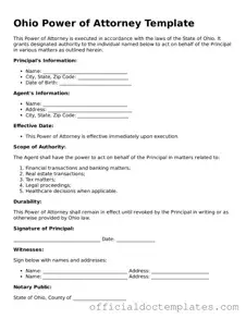 Free Power of Attorney Form for the State of Ohio