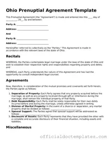 Free Prenuptial Agreement Form for the State of Ohio