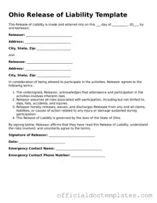 Free Release of Liability Form for the State of Ohio