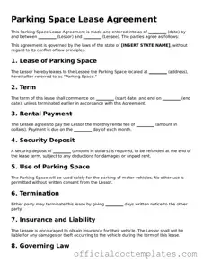 Fillable Parking Space Lease Agreement Template