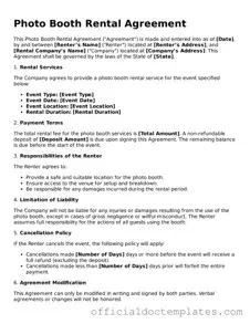 Fillable Photo Booth Rental Agreement Template