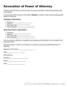 Fillable Revocation of Power of Attorney Template