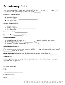 Fillable Promissory Note Template