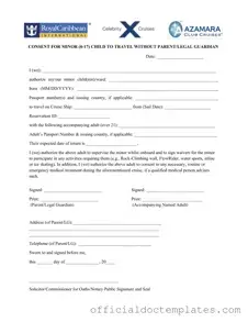 Fill Your Royal Caribbean Parental Consent Template