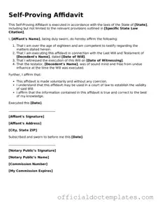 Fillable Self-Proving Affidavit Template