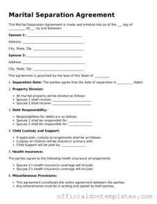Fillable Marital Separation Agreement Template