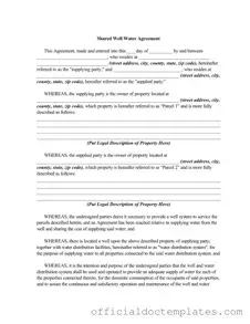Fill Your Shared Well Agreement Template