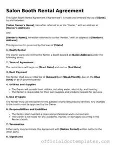 Fillable Salon Booth Rental Agreement Template