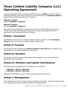 Free Operating Agreement Form for the State of Texas