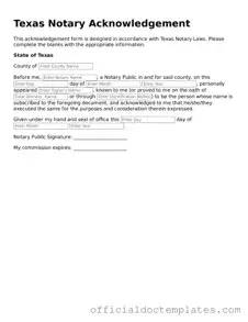 Free Notary Acknowledgement Form for the State of Texas