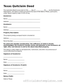 Free Quitclaim Deed Form for the State of Texas