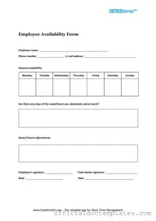 Fill Your Employee Availability Template