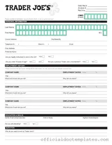Fill Your Trader Joe's application Template